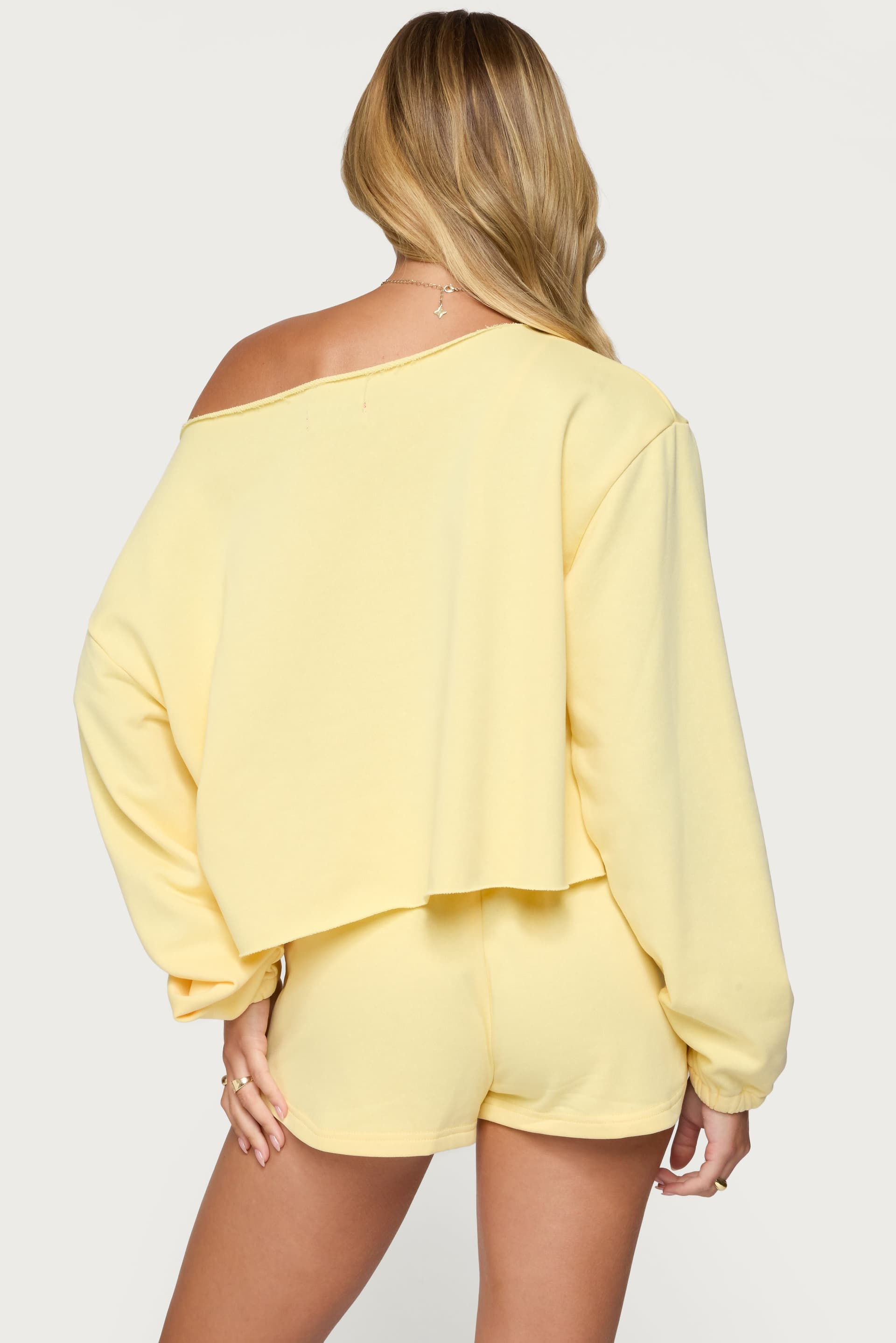 Kordelia Off Shoulder Sweatshirt - Cotton Polyester Rolled Edges Matching Set