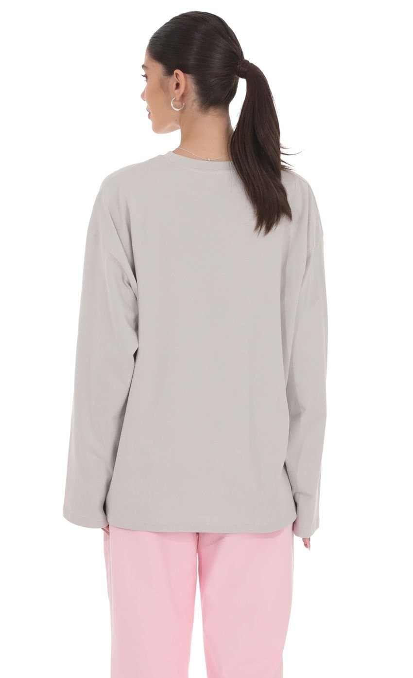 Lucy Graphic Crewneck Shirt in Grey