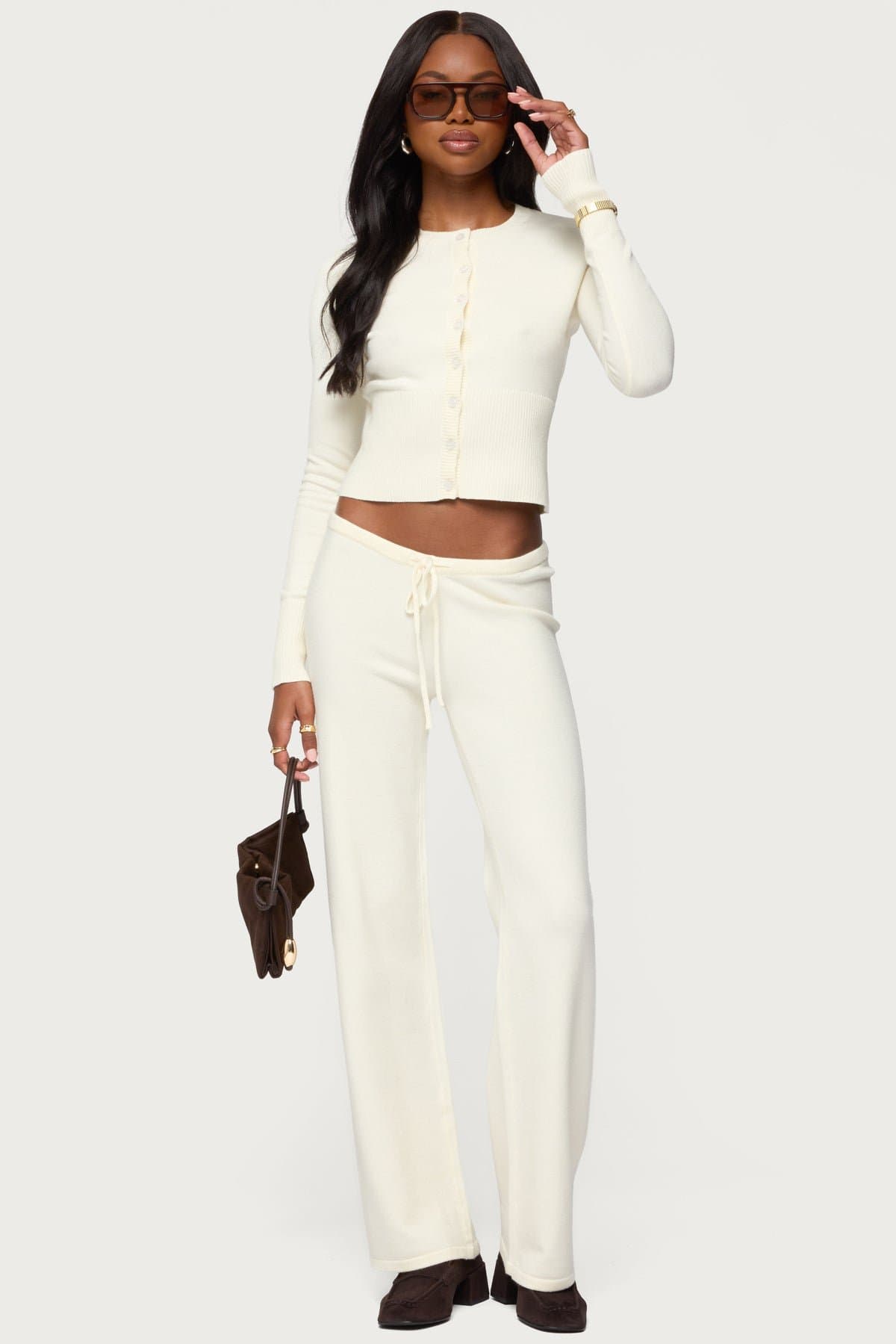 Montanna Rib Knit Cardigan - Acrylic Ribbed Button Front Sweater