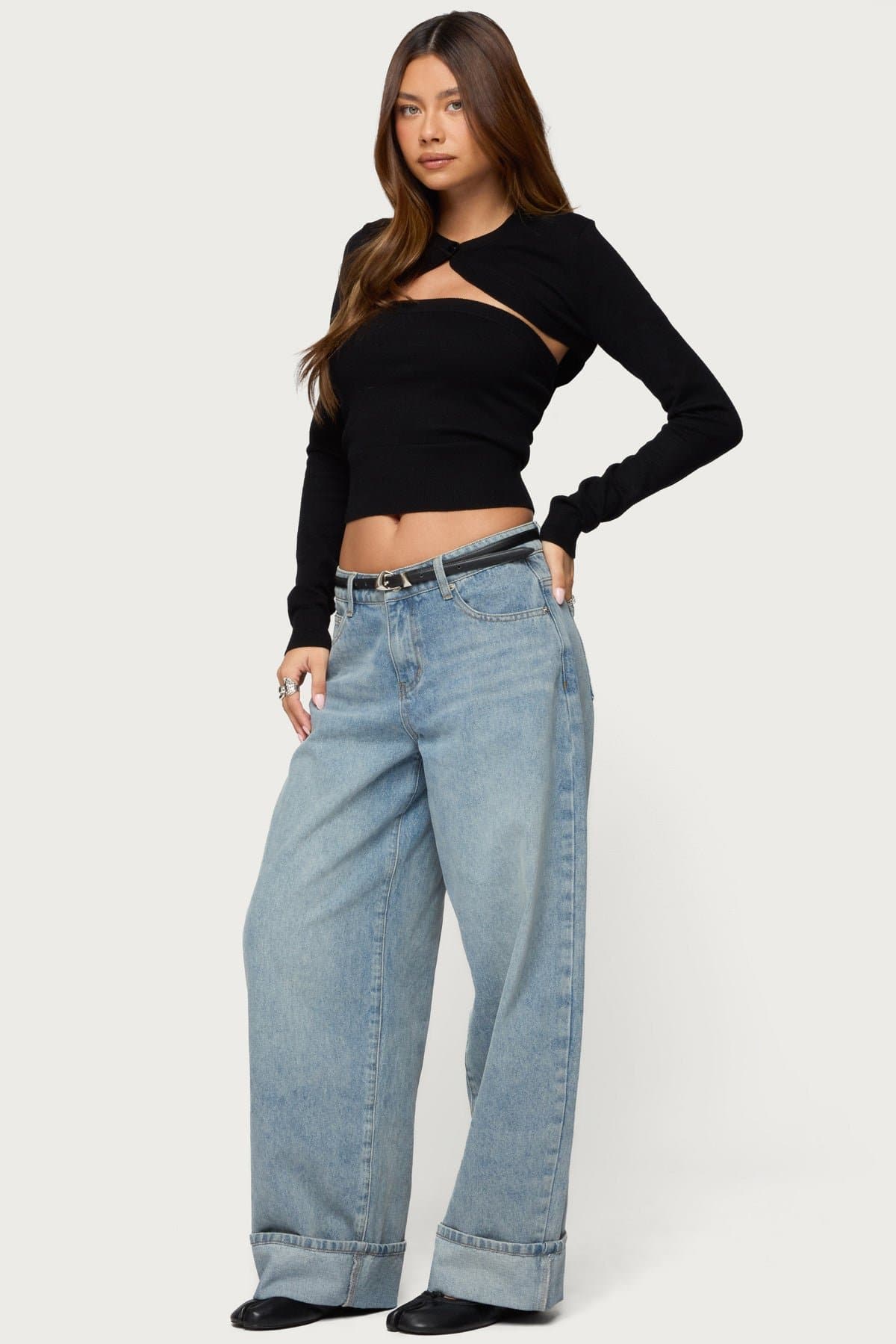 Knit Two-Piece Shrug and Tube Top Set - Rayon Polyester Nylon