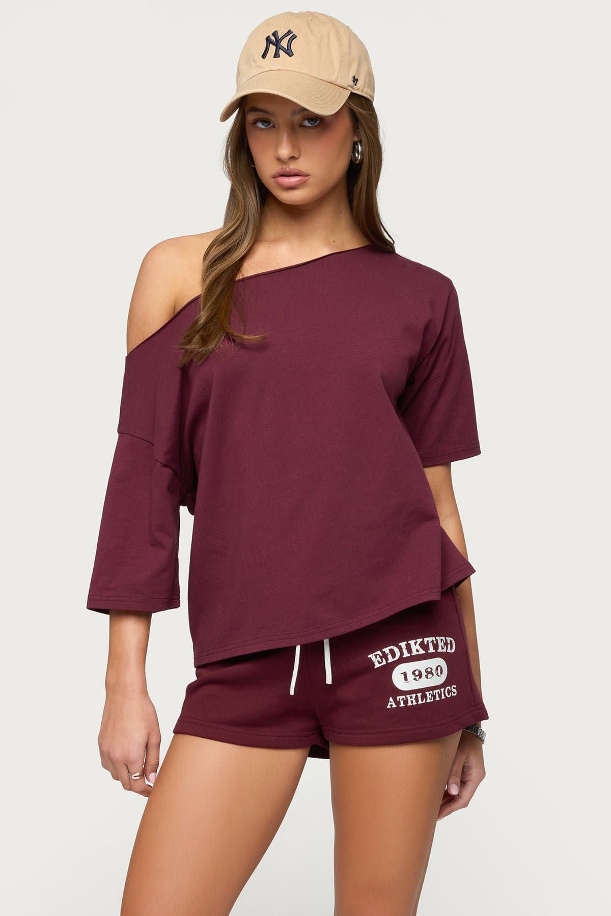 Davida Off Shoulder Top - Cotton Spandex Women's Blouse Size S