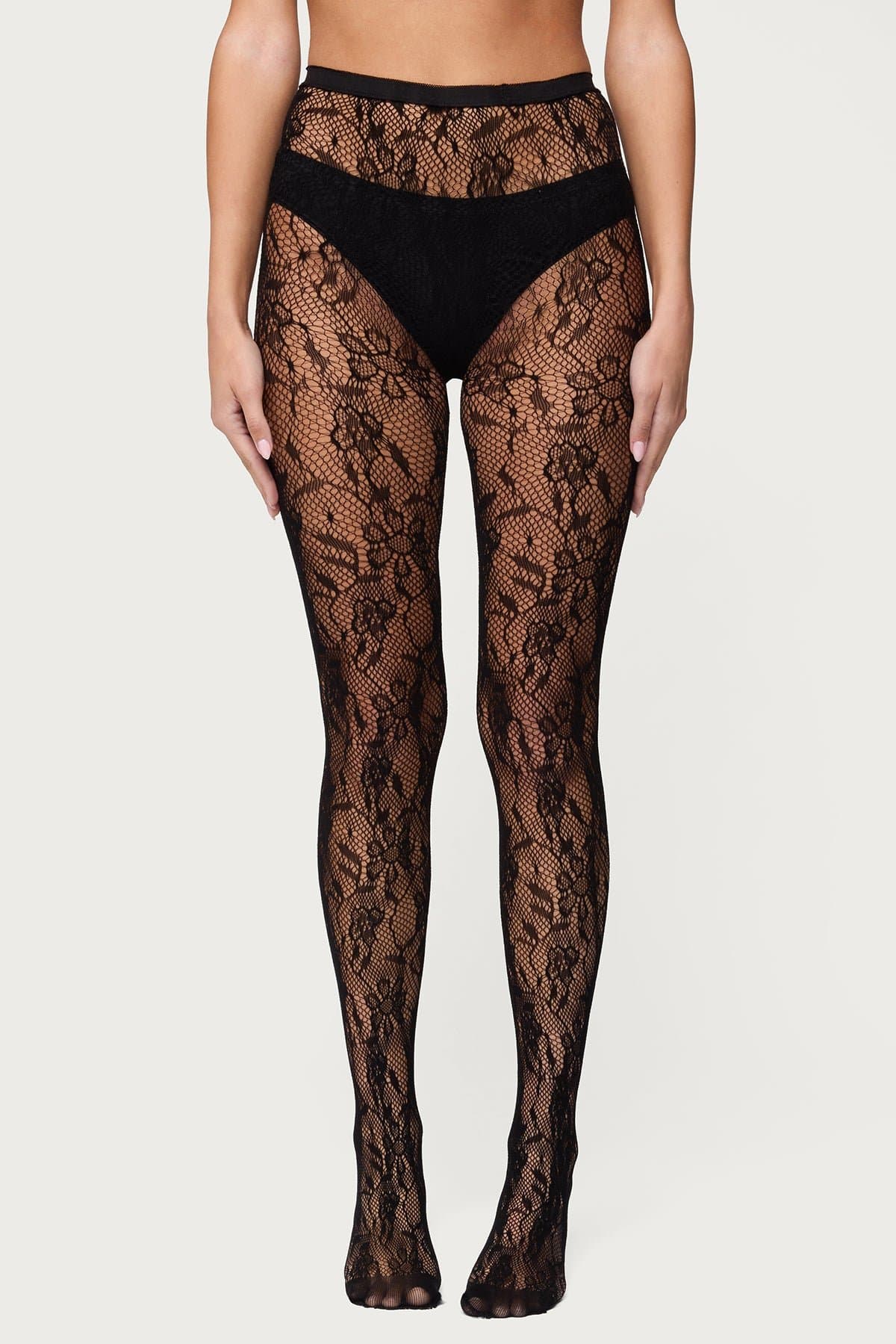 Lacey Fishnet Tights - Cotton Spandex Fishnet Fabric, Length 26.4in Width 9.8in