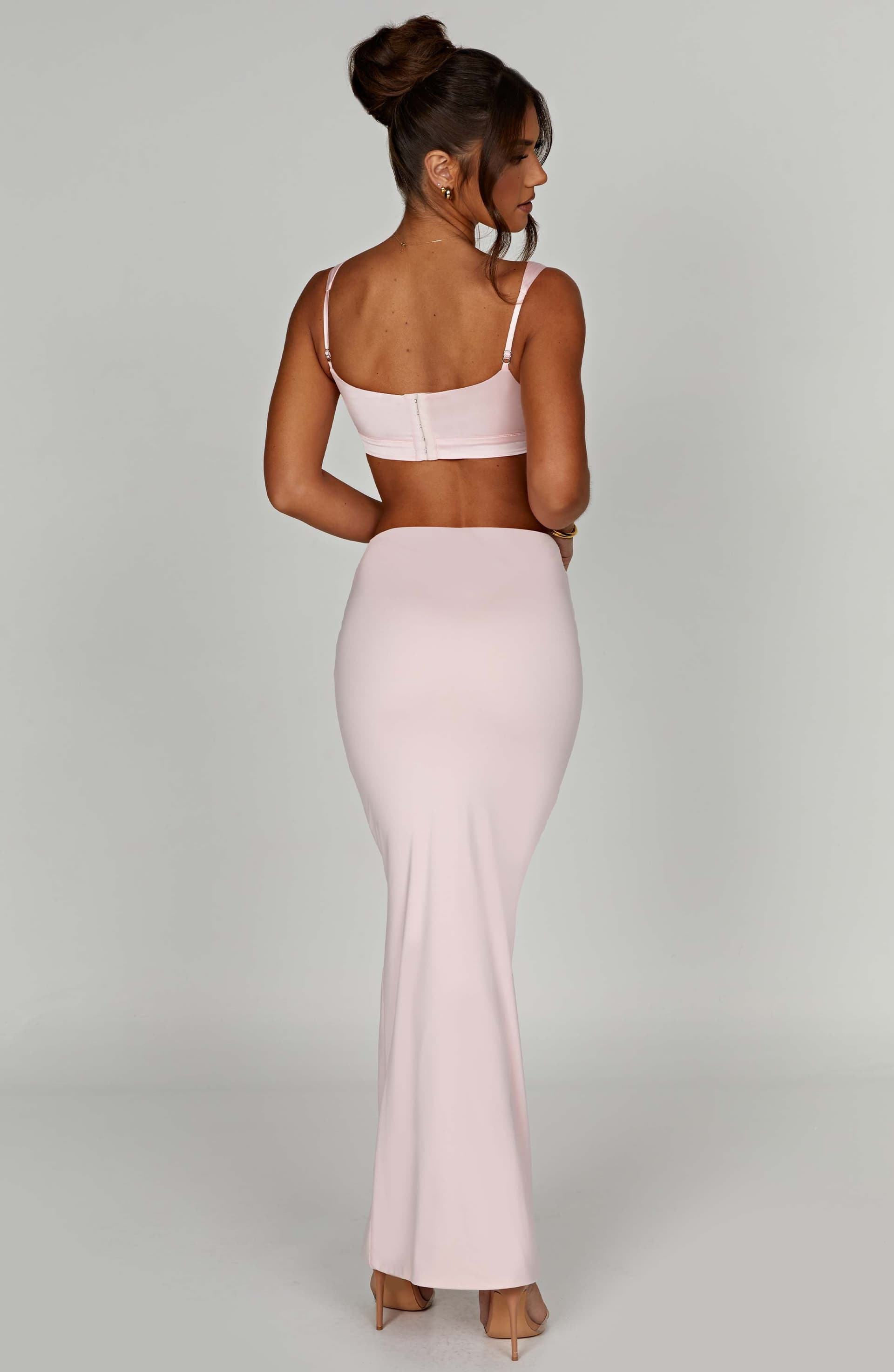 Loren Blush Top - Premium Heavyweight Stretch Satin Bralet with Plunge Neckline