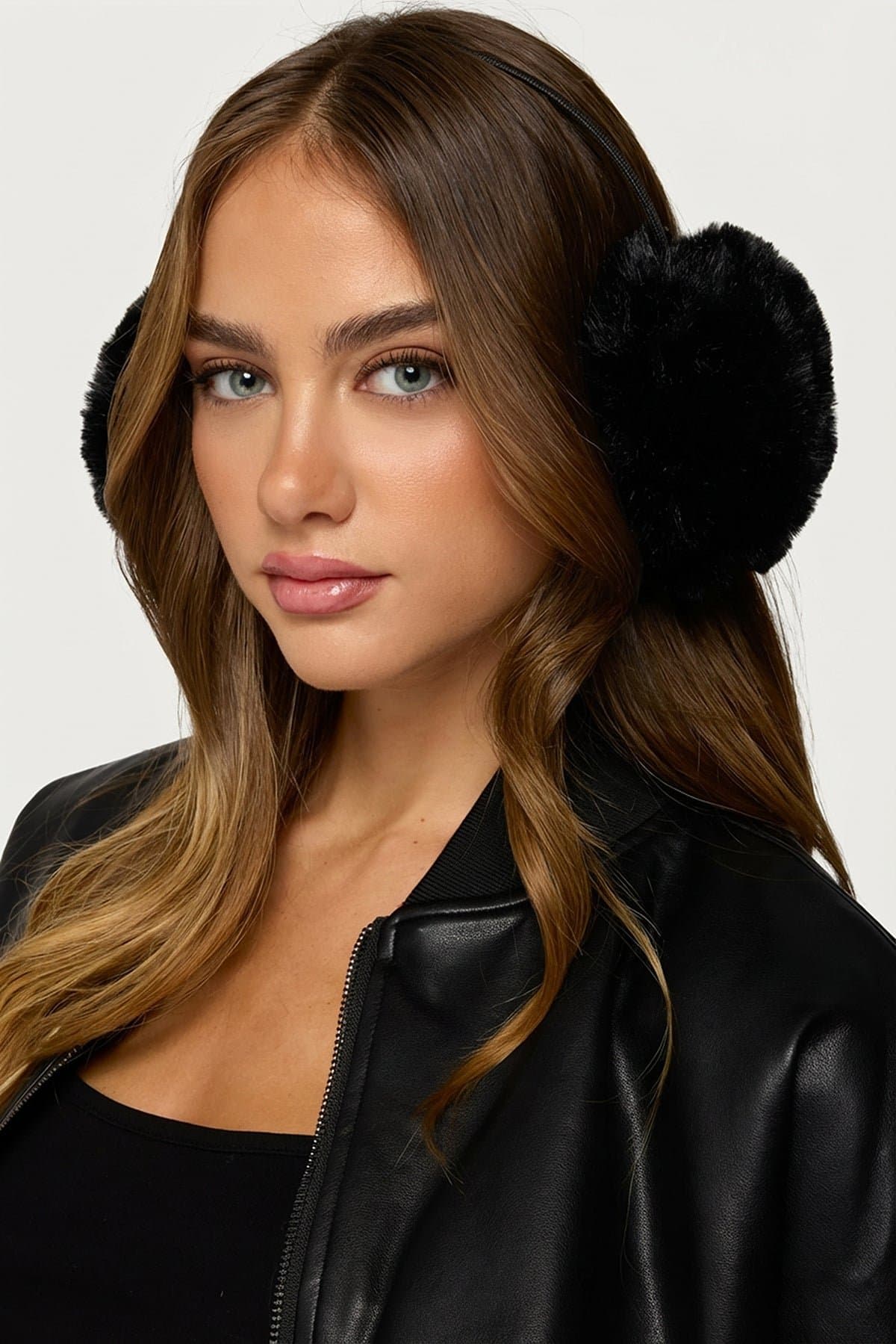 Faux Fur Ear Muffs - Polyester Winter Ear Warmers 7.9 Inch Length