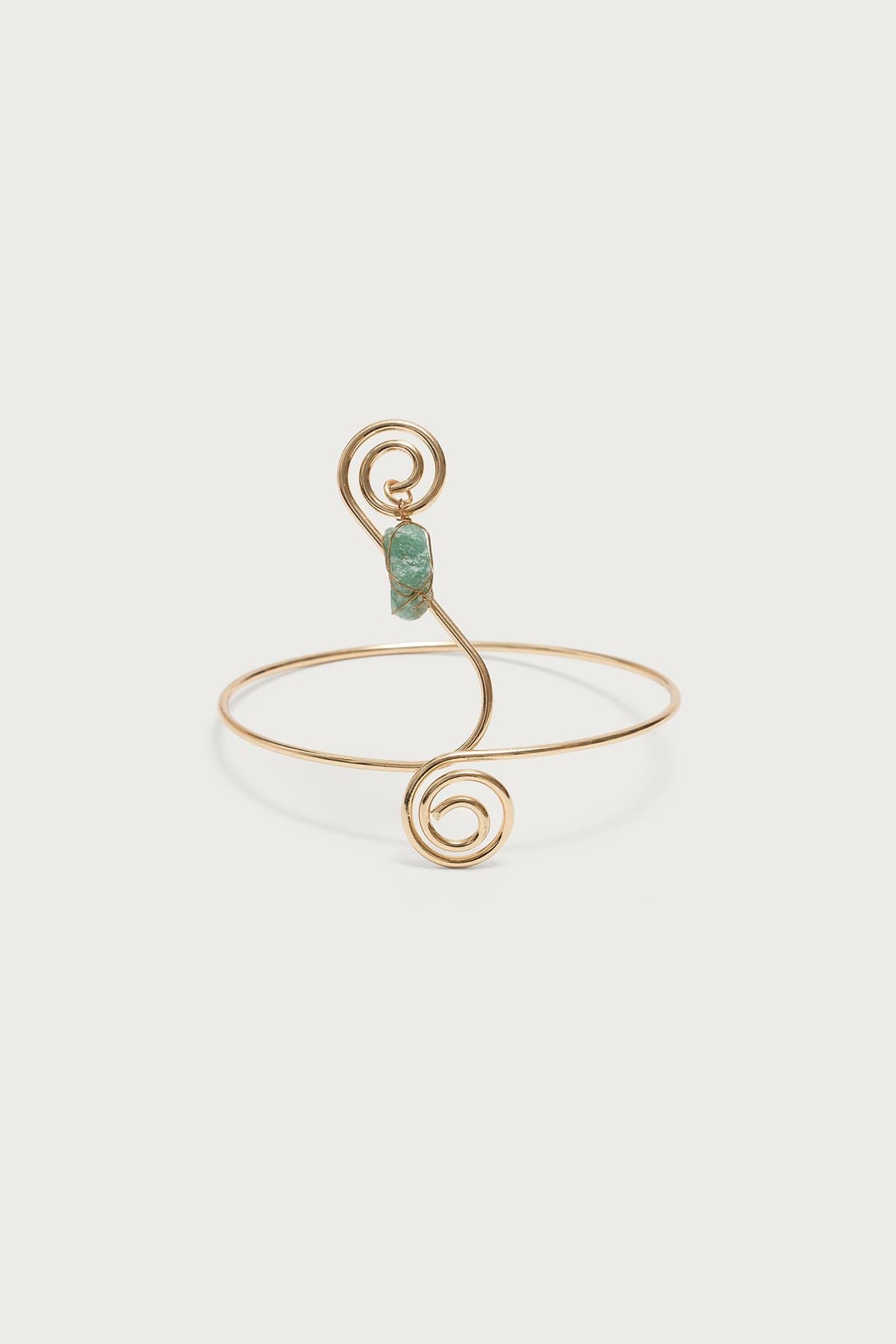 Swirly Gemstone Wrapped Arm Cuff in Gold Tone Metal - 4.3 Inch Length