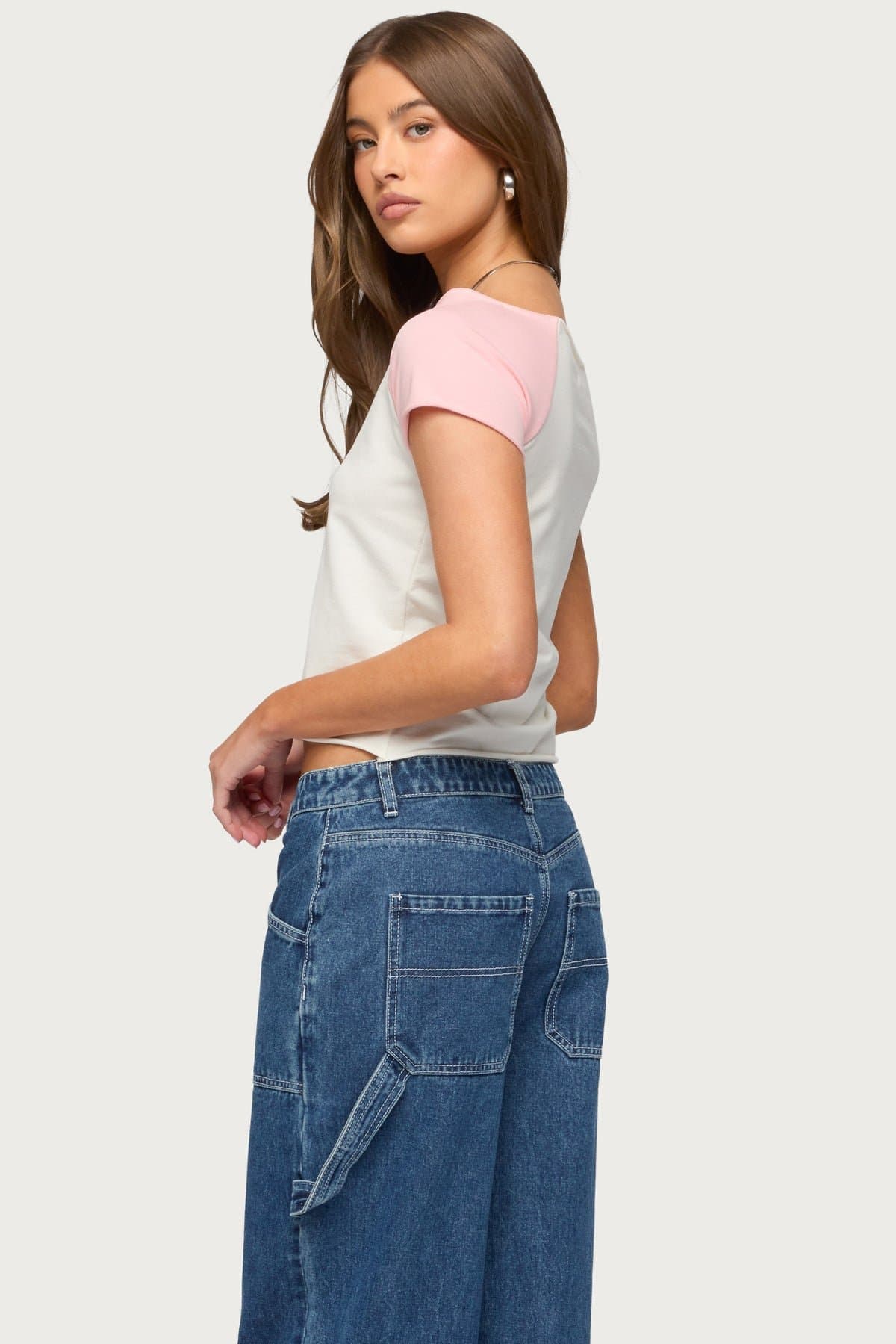 Liva Contrast Raglan T-Shirt - Boat Neck Cotton Polyester Spandex Blend