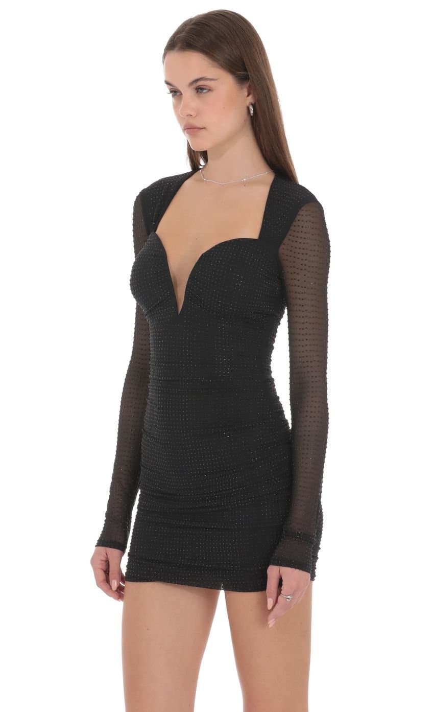 Selene Rhinestone Mini Dress in Black