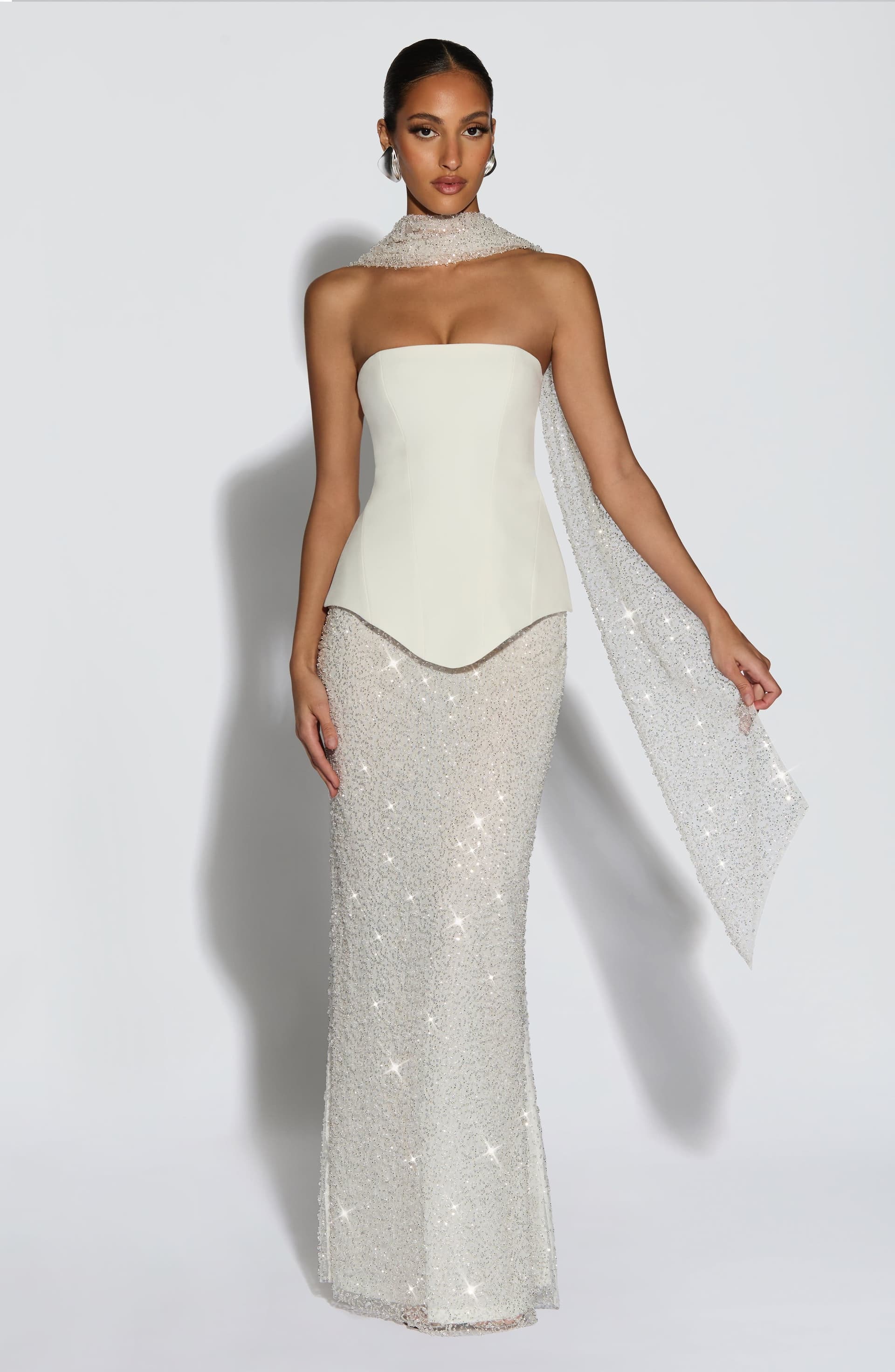 Oakley Corset Ivory Longline Structured Bodice Non-Stretch Crepe