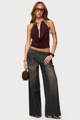 Saharah Mud Wash Low Rise Baggy Jeans 100% Cotton Rigid Denim