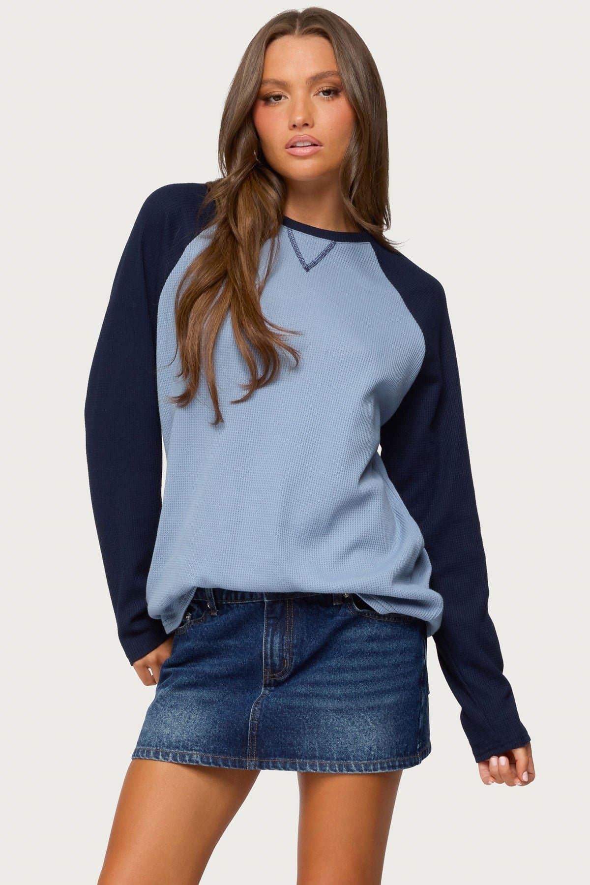 Me Time Oversized Waffle Top - Long Sleeve Loungewear in Polyester Cotton