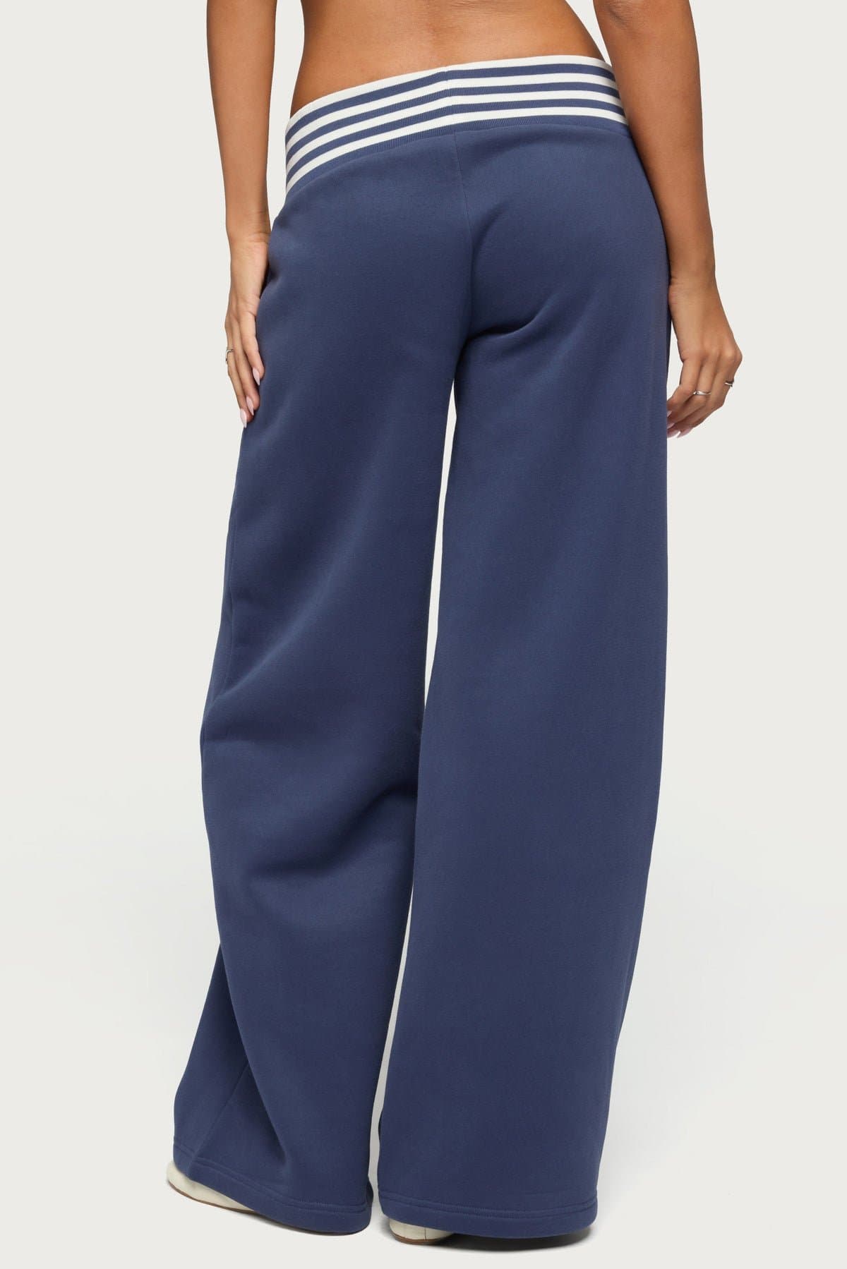 Eloura Stripey Sweatpants - Wide Leg Fit, Striped Ribbed Waistband, Cotton Polyester, Size S Inseam 32.3"