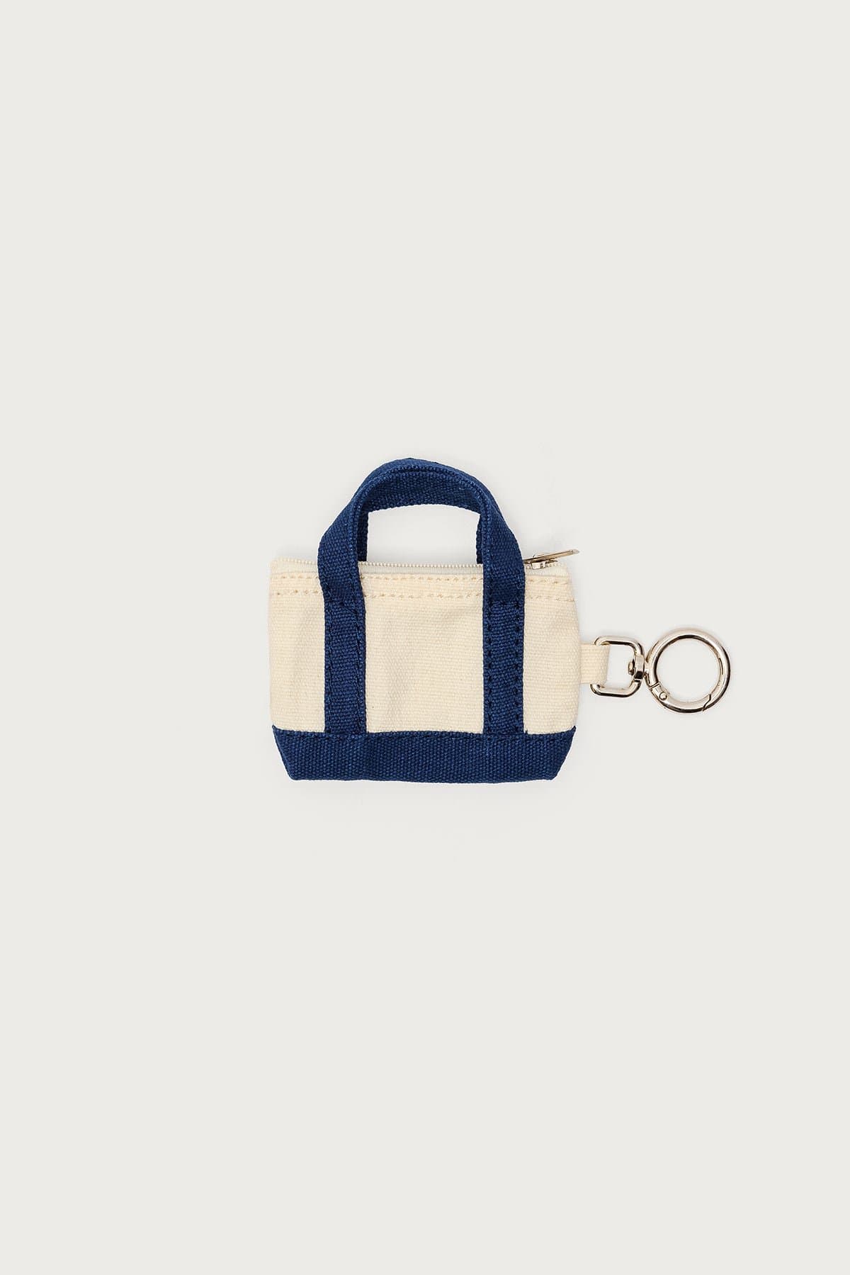 Mini Edikted Tote Bag Keychain - Cotton with Silver Tone Metal 3.9x2.4in