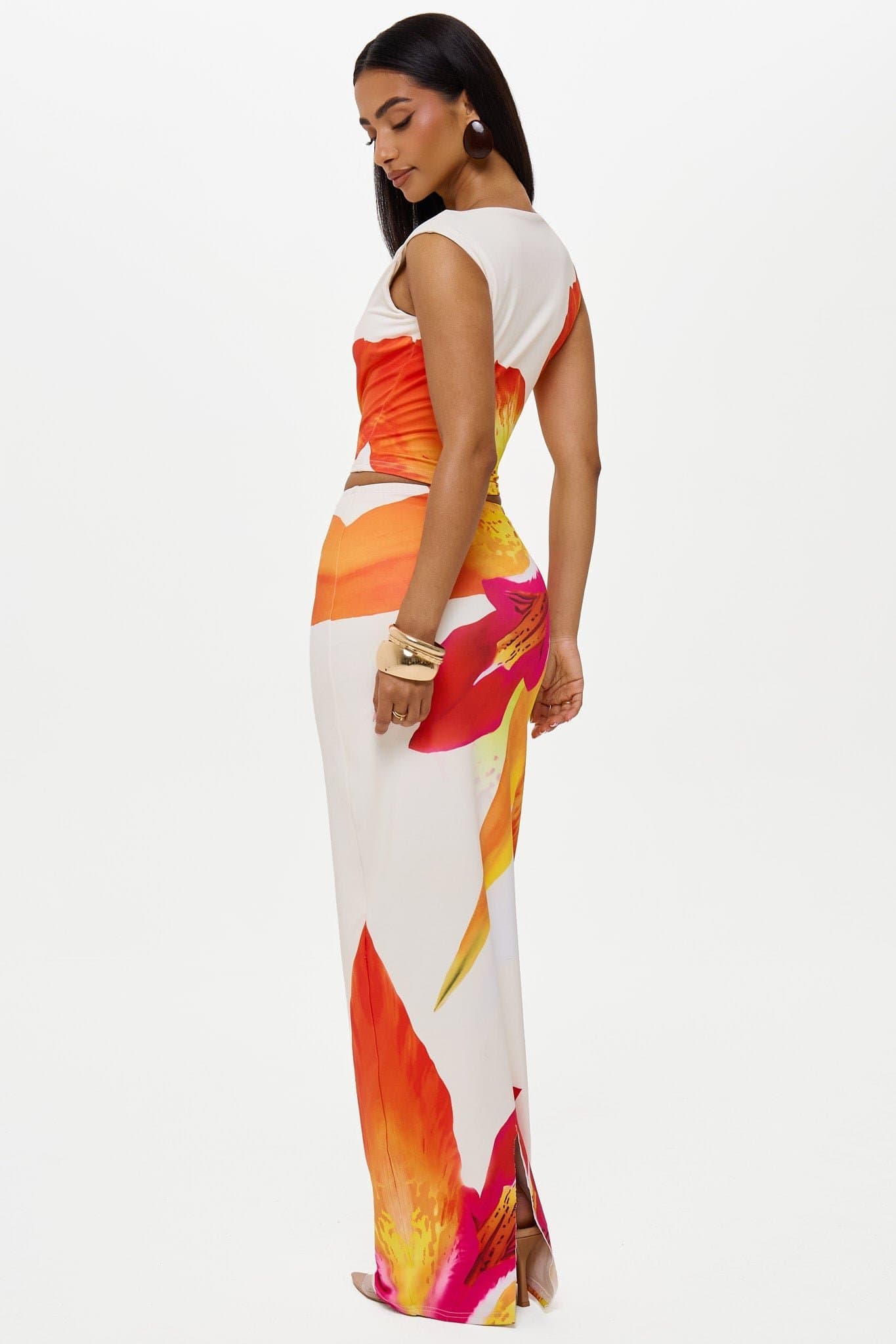 Santana Maxi Skirt with Premium Stretch Fabric and In-House Print
