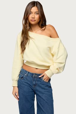 Christy Off Shoulder Sweatshirt - Cotton Polyester Women's Top