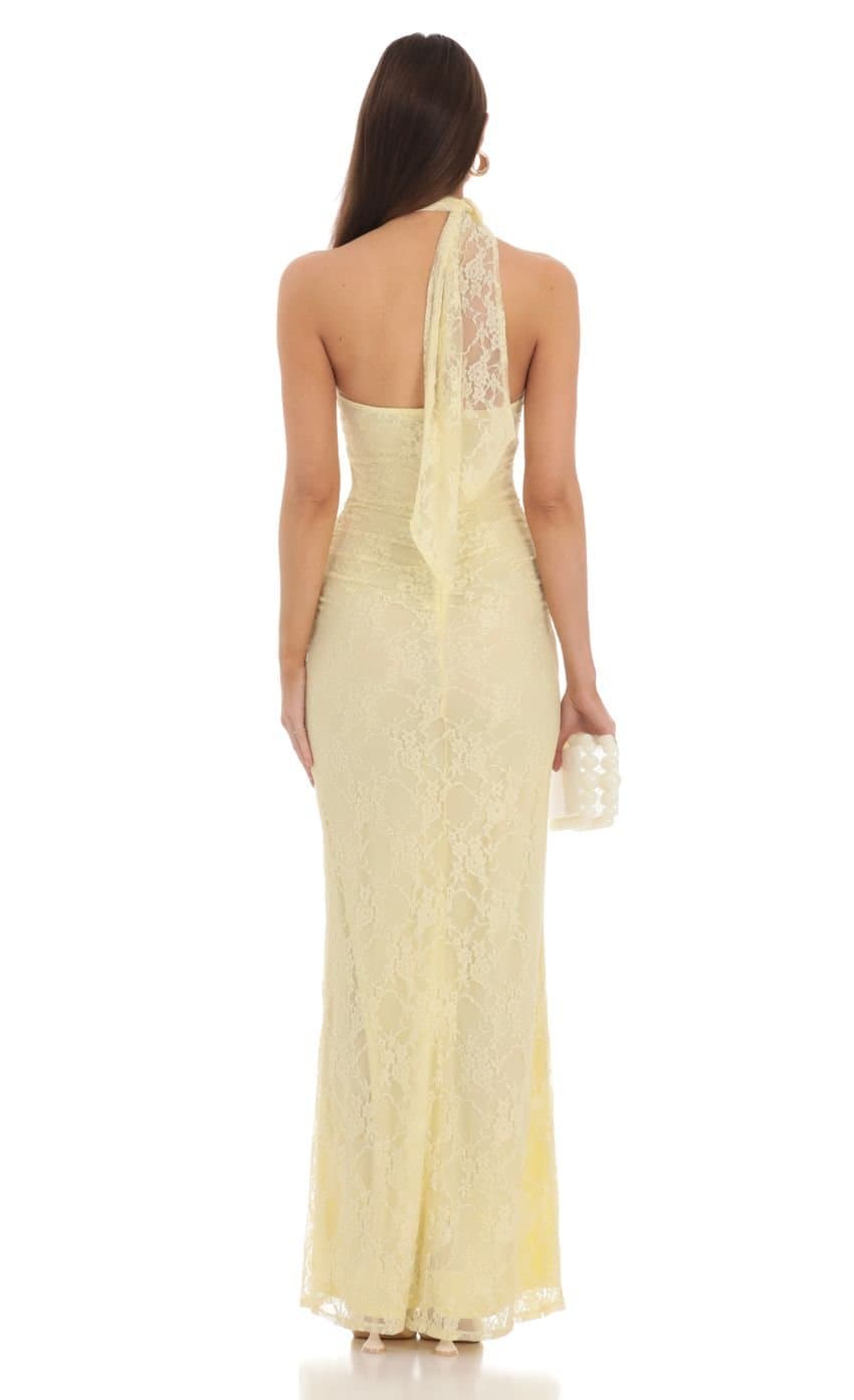 Scarf Lace Maxi Dress in Yellow