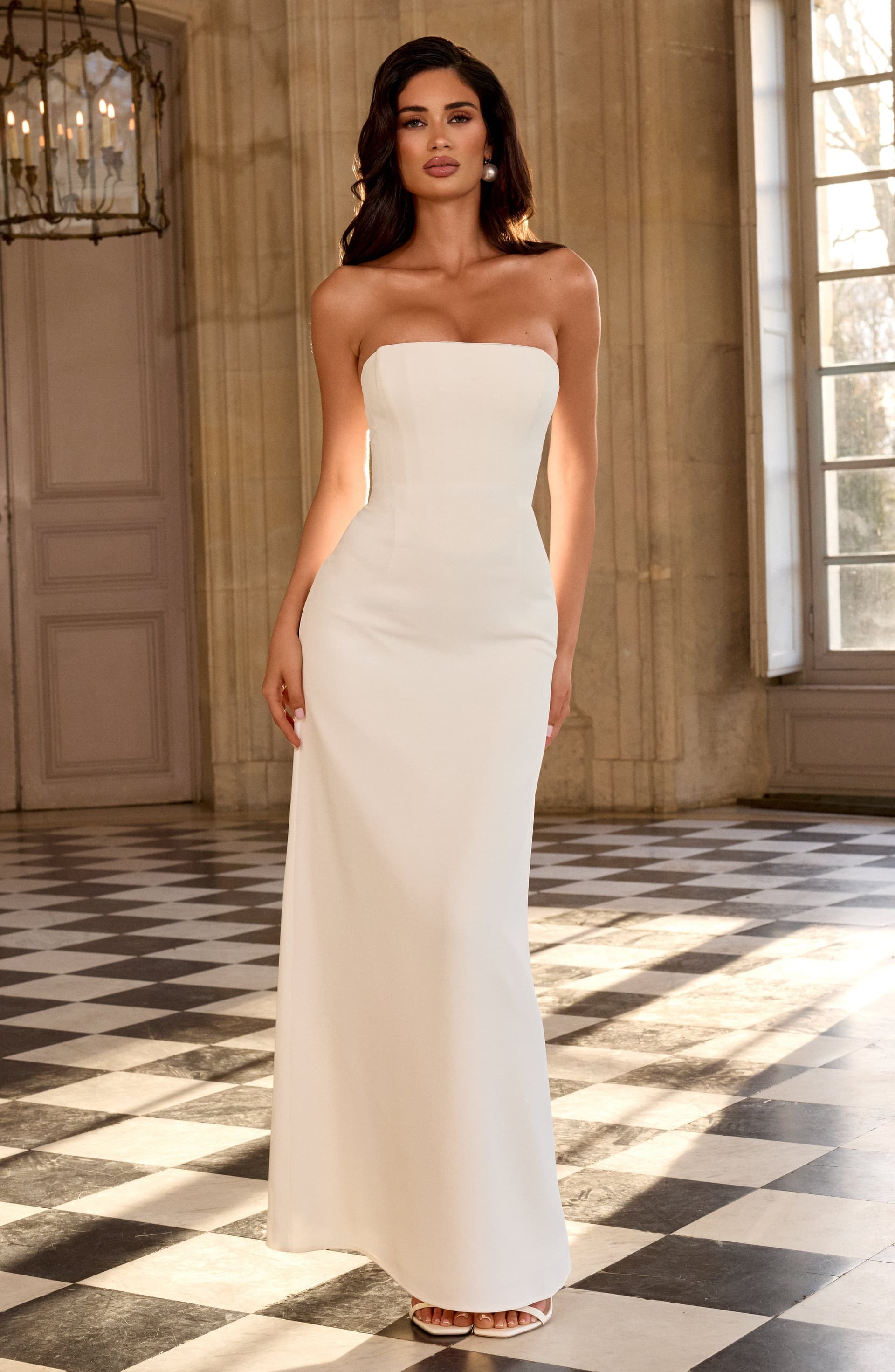 Irmina Maxi Dress in Ivory - Strapless Crepe Bridal Maxi Dress