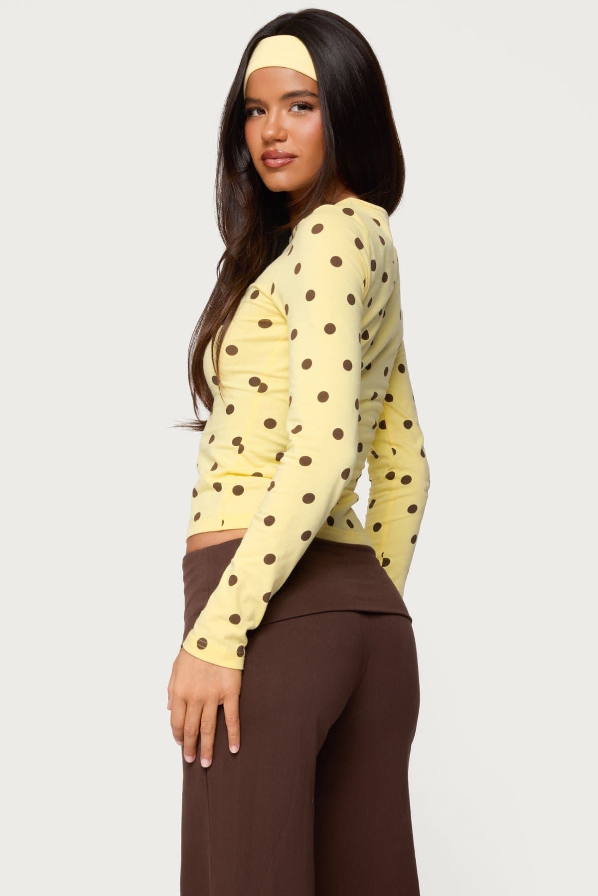 Maricelle Women's Polka Dot Print Long Sleeve Cotton Spandex T-Shirt