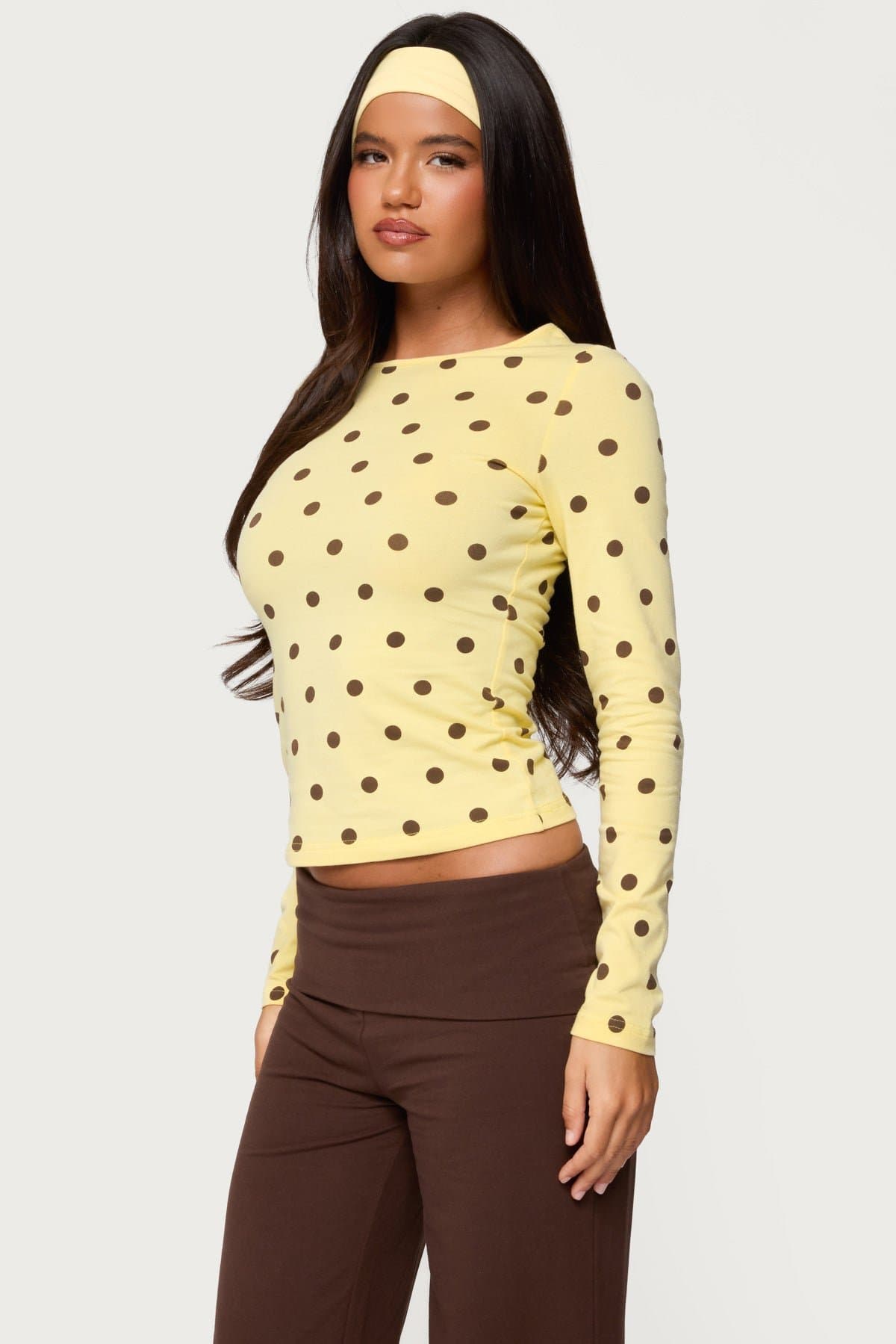 Maricelle Women's Polka Dot Print Long Sleeve Cotton Spandex T-Shirt