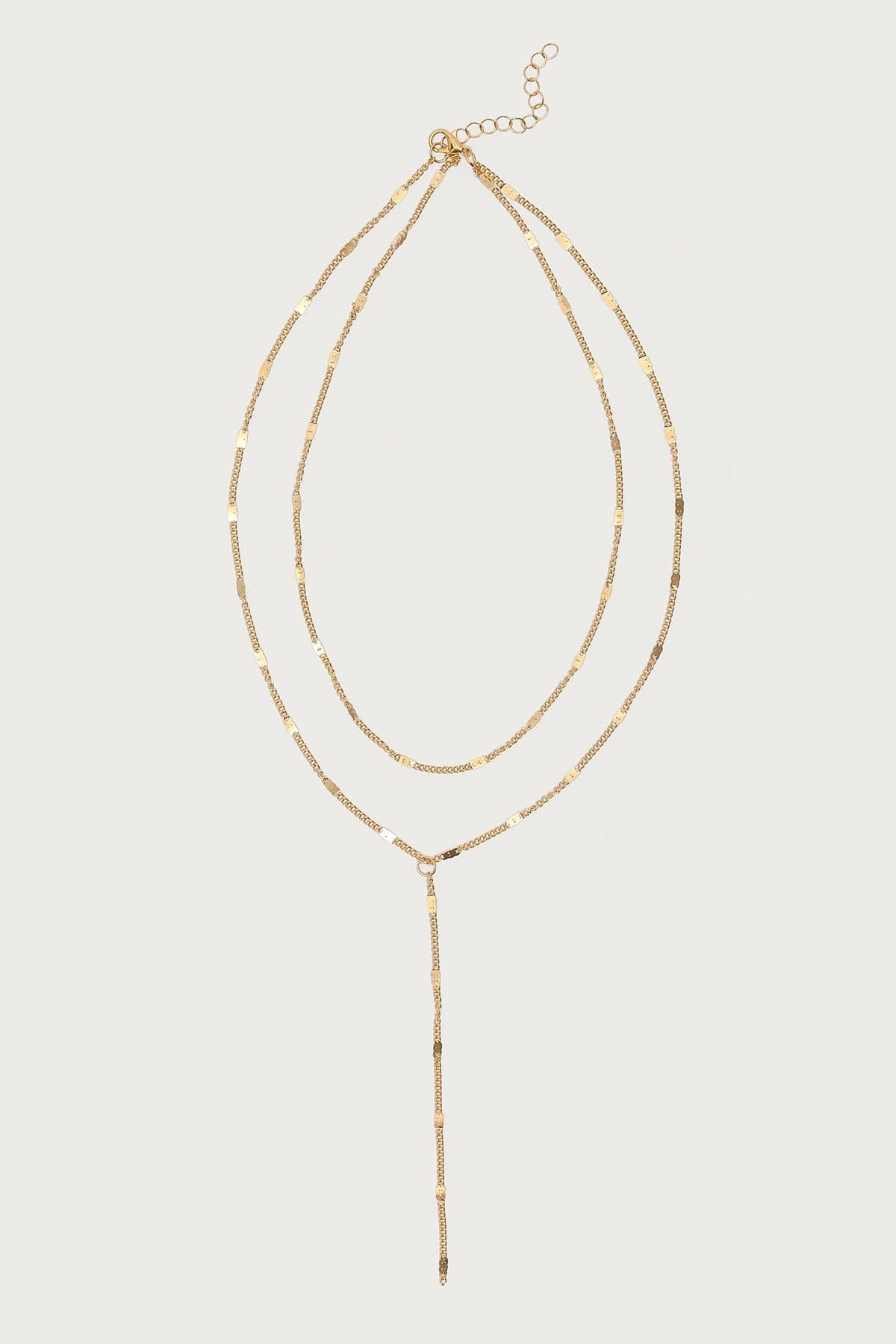 Cascading Disc Chain Necklace Set Gold Tone Layered 15.7 Inch Length