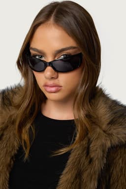 Racer Wrap Around Rectangle Sunglasses UV Protected Polycarbonate Lenses