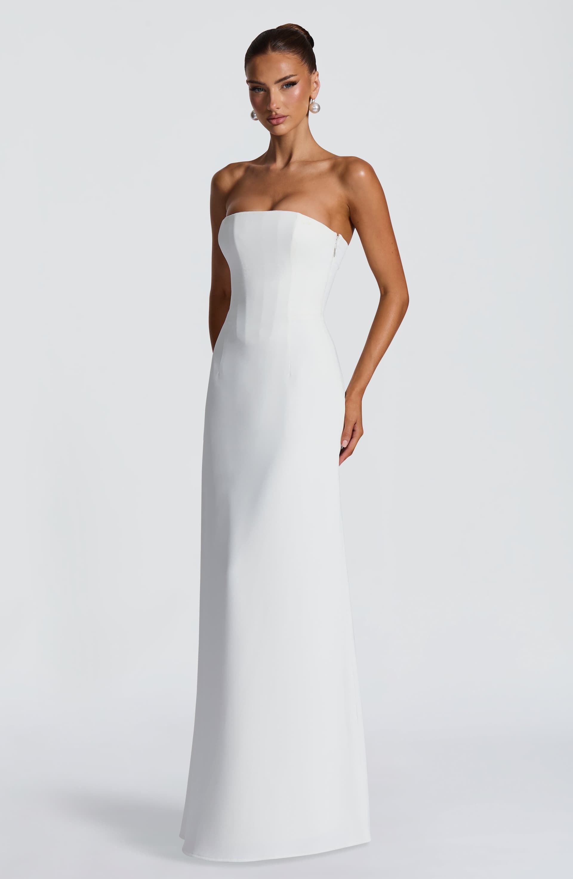 Irmina Maxi Dress in Ivory - Strapless Crepe Bridal Maxi Dress