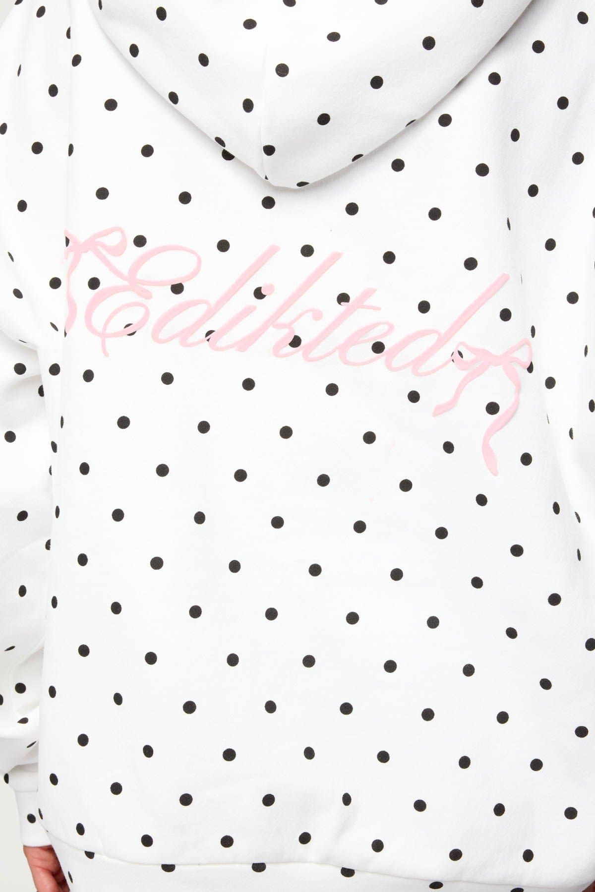 Chelsie Polka Dot Hoodie - Cotton Polyester Print with Edikted Graphic