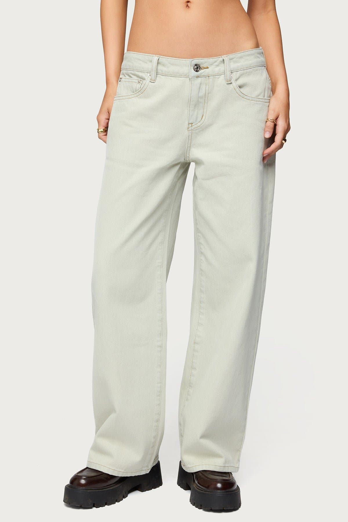 Petite Raelynn Washed Low Rise Baggy Jeans 100% Cotton Inseam 28.7in Size S