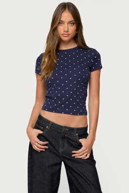 Lorenzo Polka Dot Print T-Shirt - Cotton Spandex Unisex