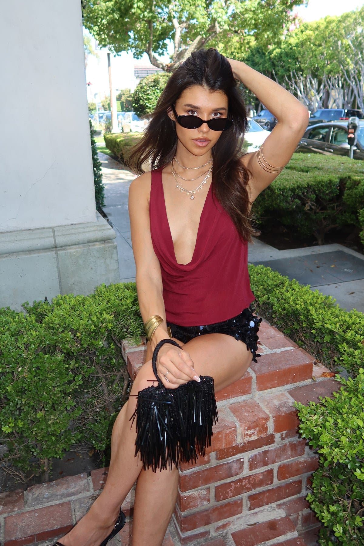 Denise Asymmetric Chiffon Cowl Neck Top - Rayon Polyester