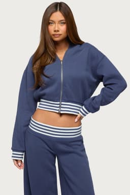 Eloura Stripey Zip-Up Hoodie - Striped Cotton Polyester Hoodie