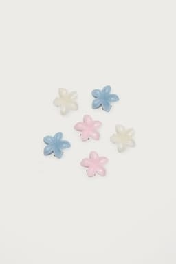 Mini Flower Hair Clip Pack of 6 - Plastic 1.6 Inch Floral Design