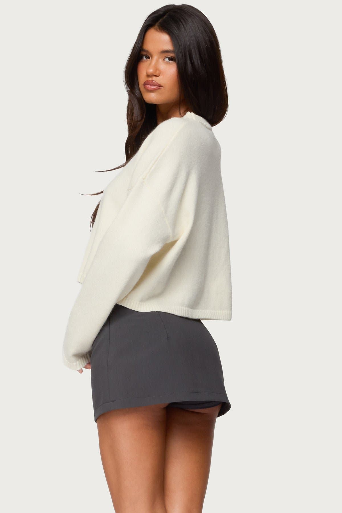 Martini Club Sweater with Ribbed Detailing and Knit Graphic in Acrylic Polyester Nylon