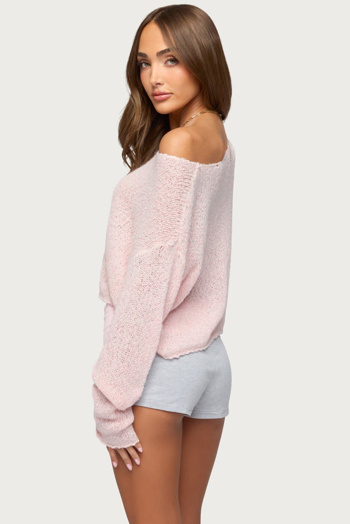 Florentina Off Shoulder Sweater - Acrylic Nylon Knit