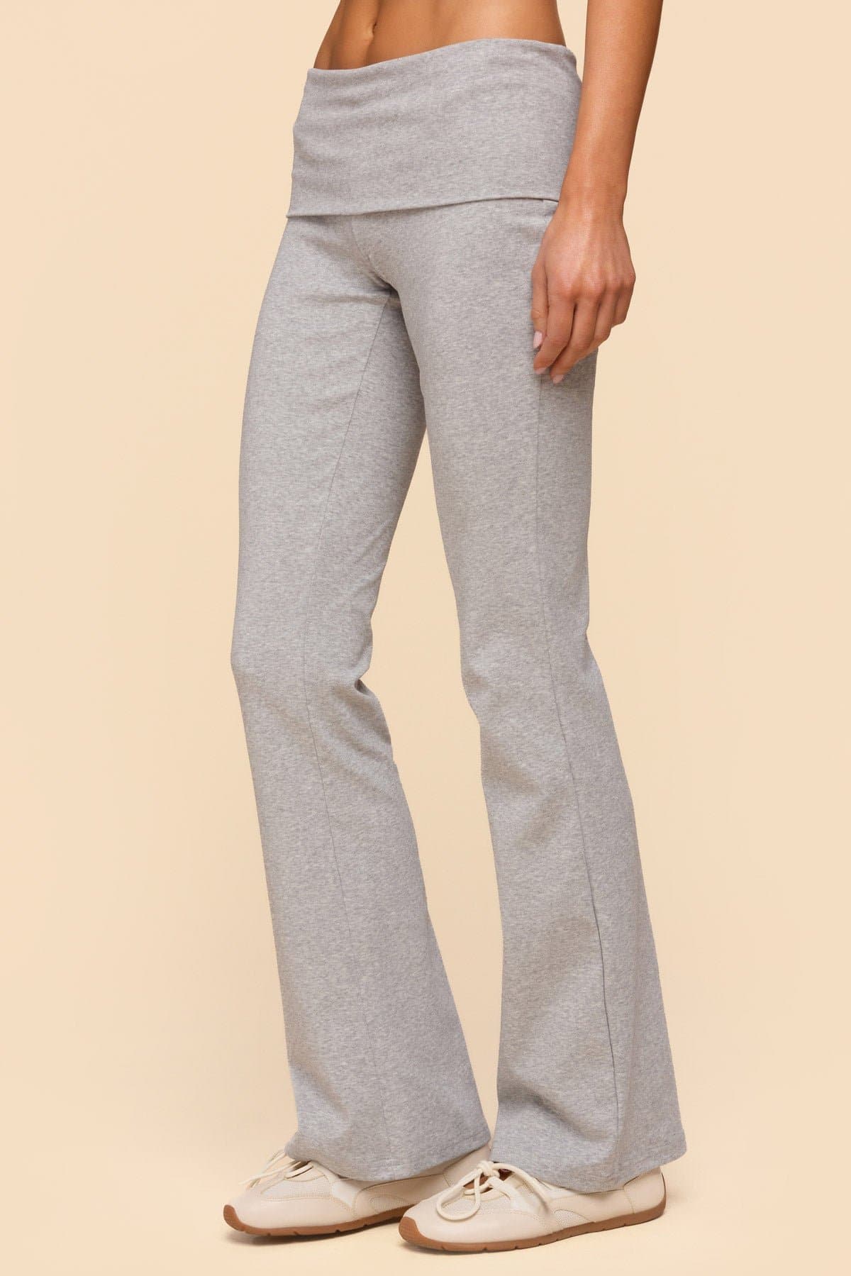 Ivanne Foldover Flared Pants - Cotton Spandex Black Size S Inseam 33.9"