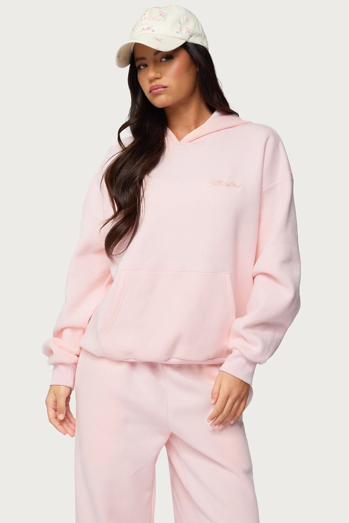 Basic Girl Oversized Edikted Hoodie - Polyester Cotton Embroidered Text