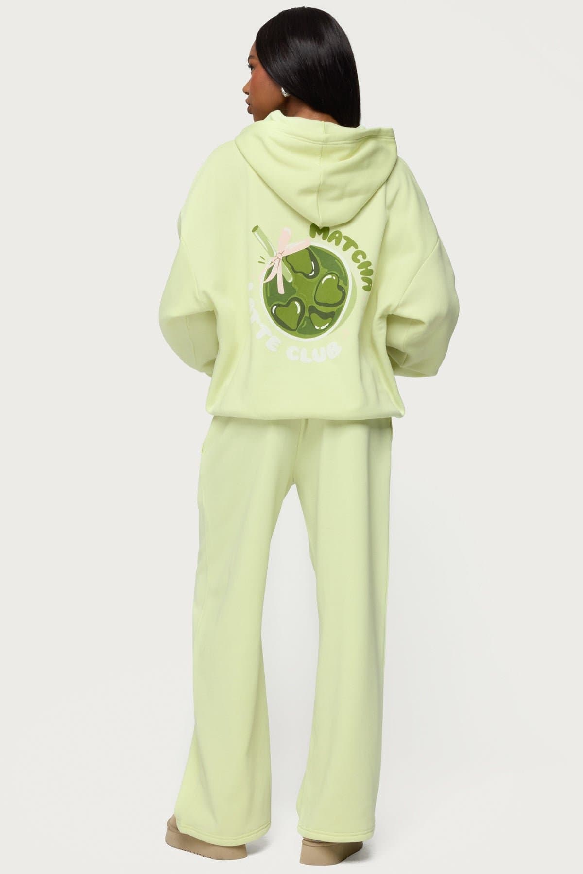 Matcha Lover Straight Leg Sweatpants - Polyester Cotton Graphic Print