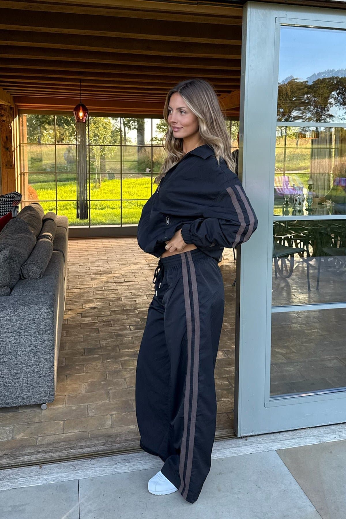 Kieran Stripey Nylon Track Jacket Oversized Fit Side Stripes Men's