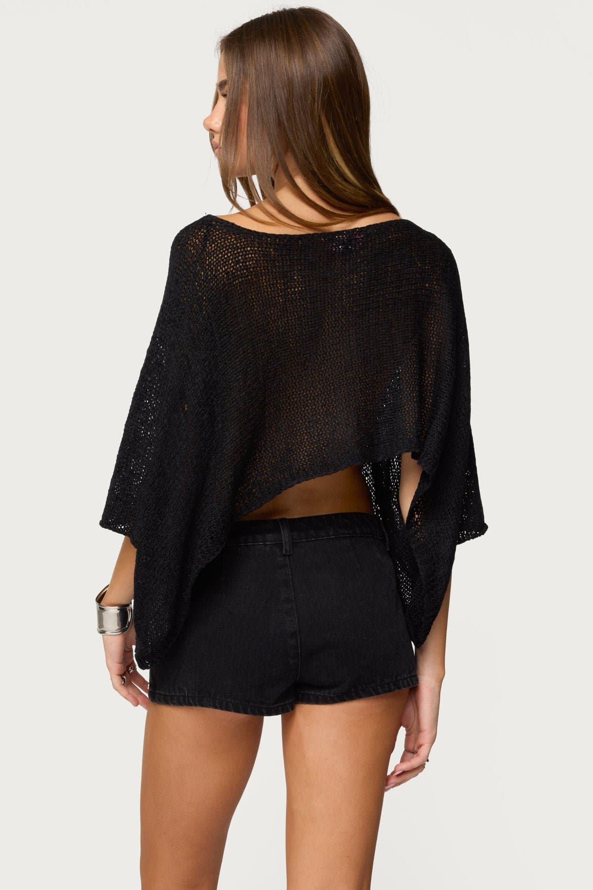 Laline Oversized Knit Crop Top in Acrylic Knit Fabric