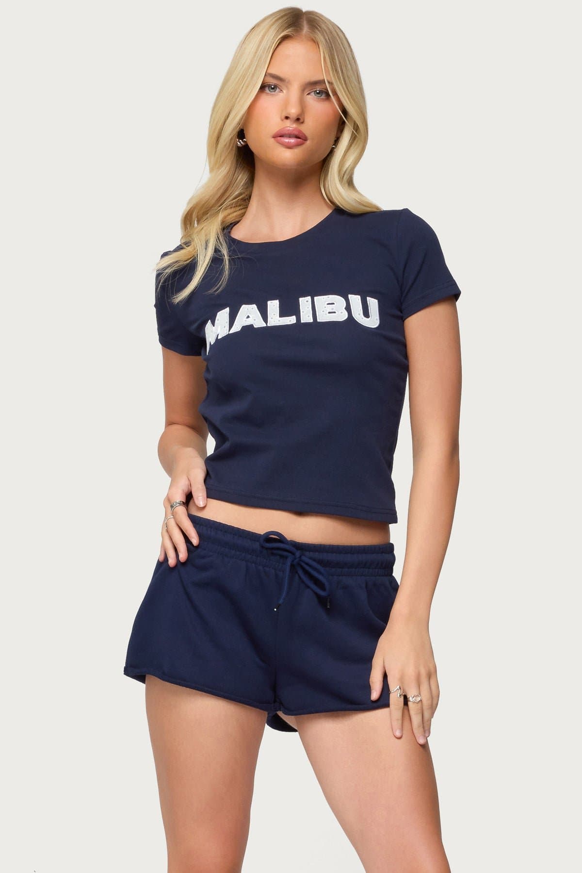 Pacific Coast Embroidered Daisy T-Shirt with Malibu Patch Cotton Spandex