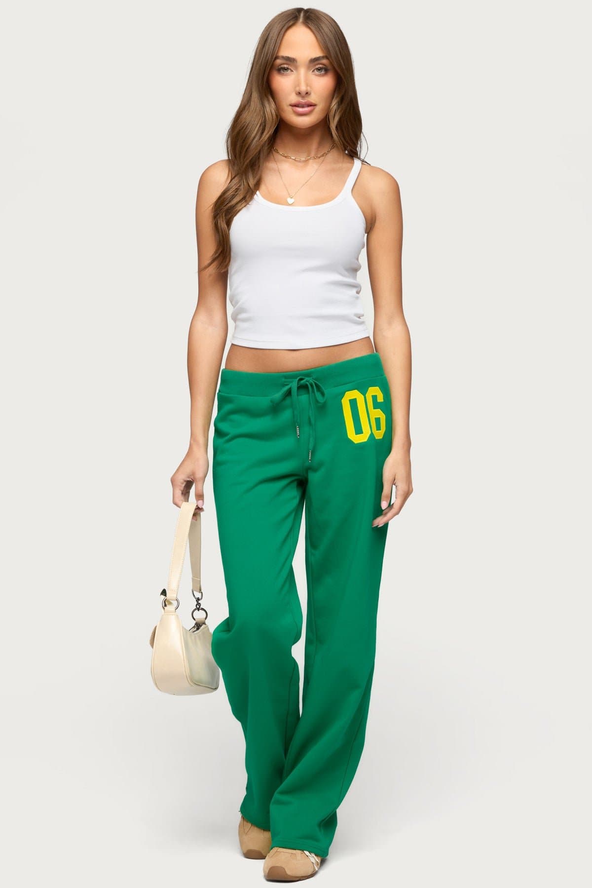 06 Sweatpants - Straight Leg Fit, Adjustable Tie Waist, Cotton Polyester