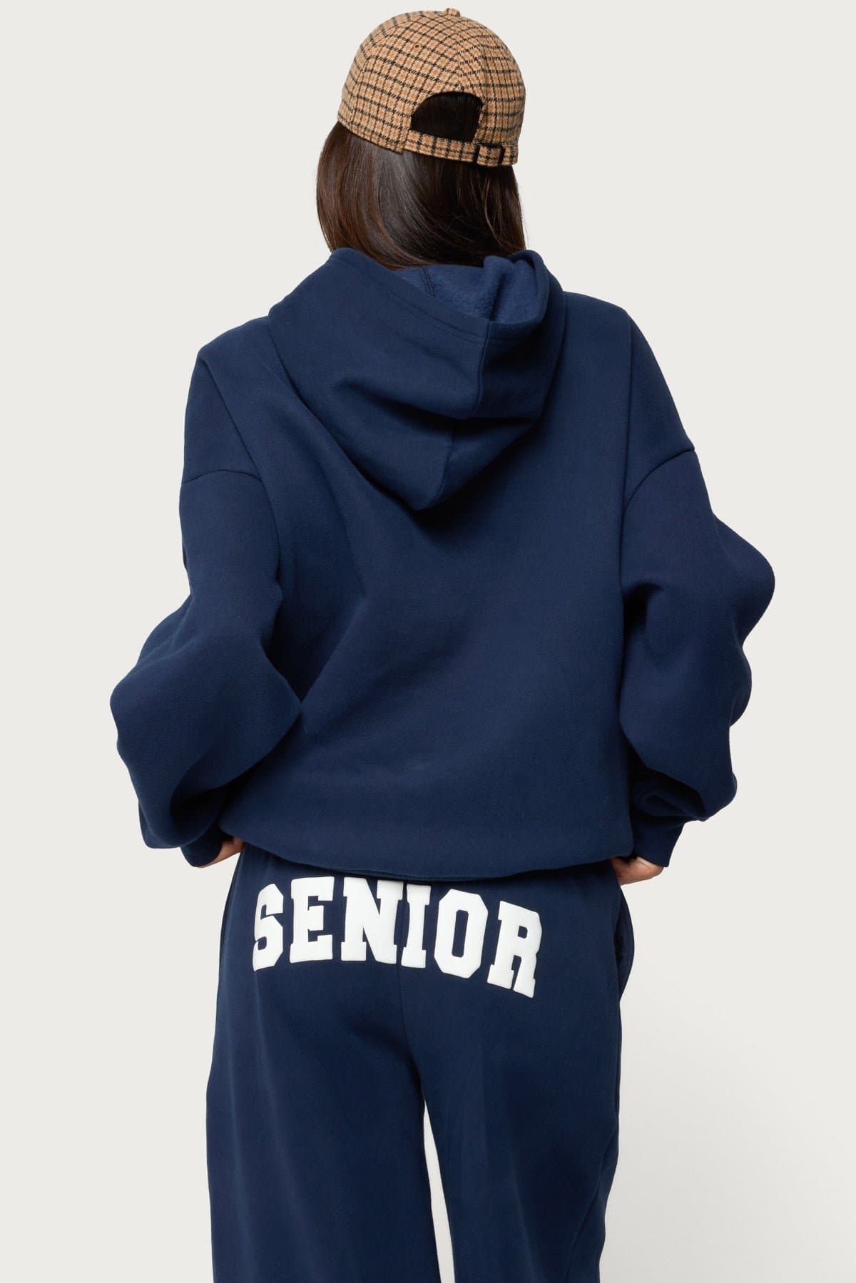Senior Girl Oversized Hoodie with Graphic Text - Polyester Cotton Matching Set