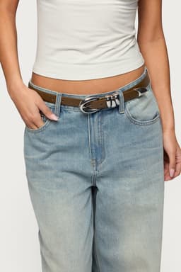 Venus Faux Leather Belt with Silver Tone Metal Buckle 45.3 Inch Length