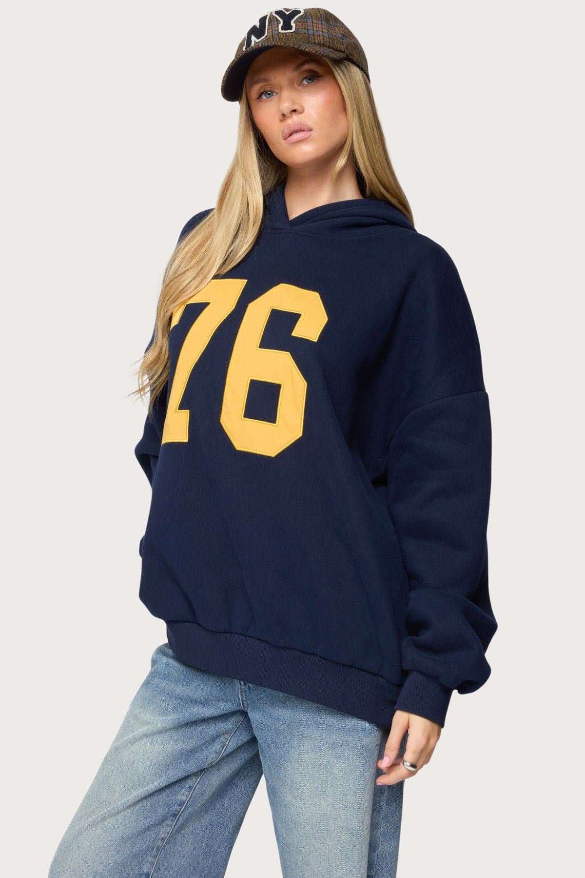 Rhyan 76 Oversized Hoodie - Polyester Cotton Graphic Patch Unisex Fit