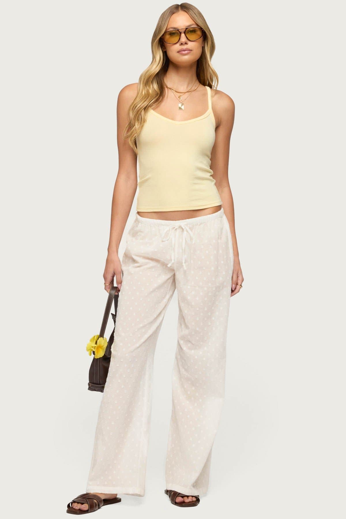 Aspyn V-Neck Ribbed Tank Top - Rayon Cotton Acrylic Spandex Blend