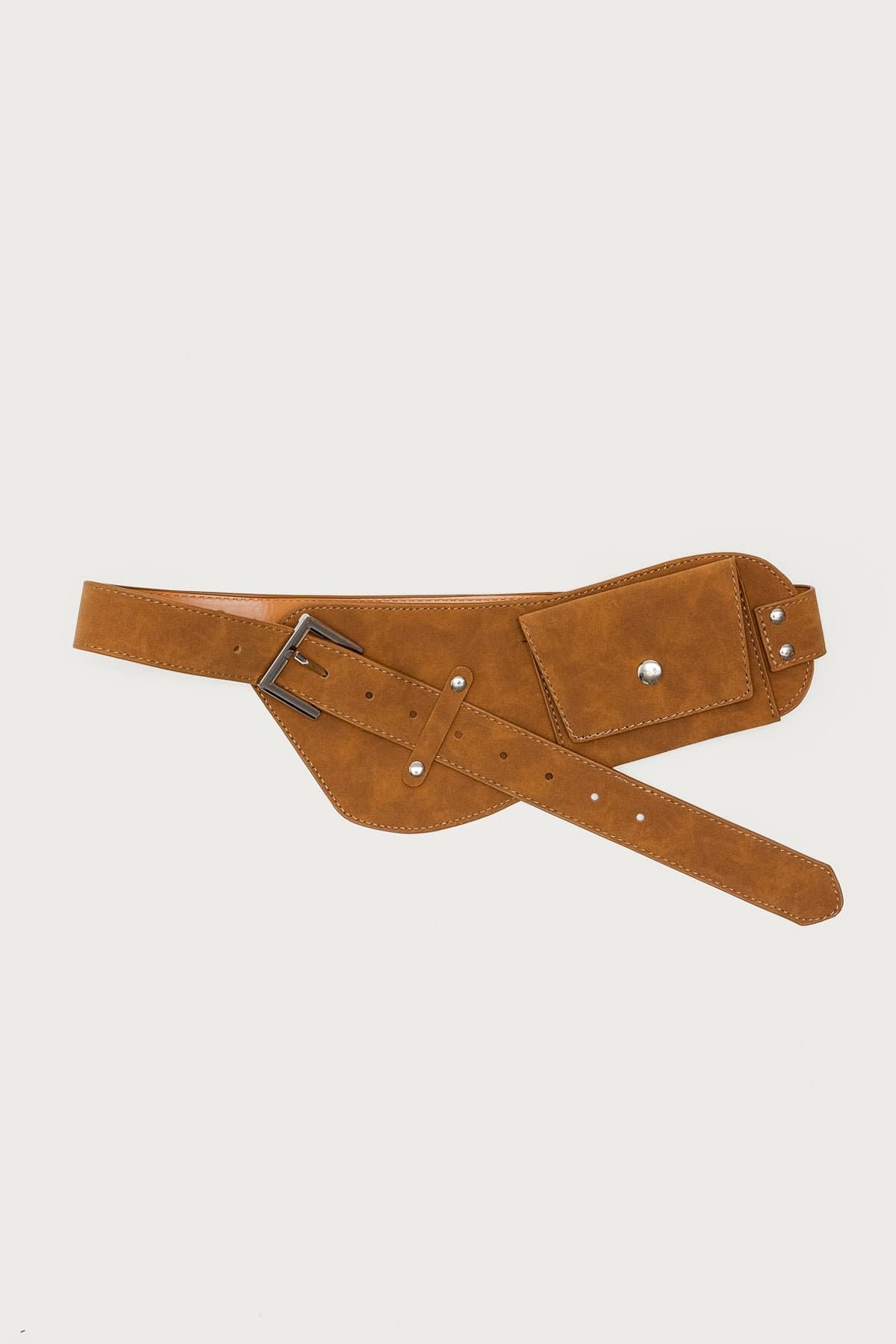 Faux Suede Utility Belt with Cargo Pocket - 43.3 Inch Length