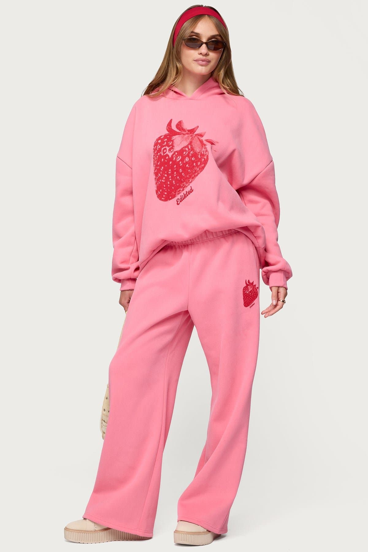 Strawberry Babe Graphic Hoodie - Polyester Cotton Print Sweatshirt Size S
