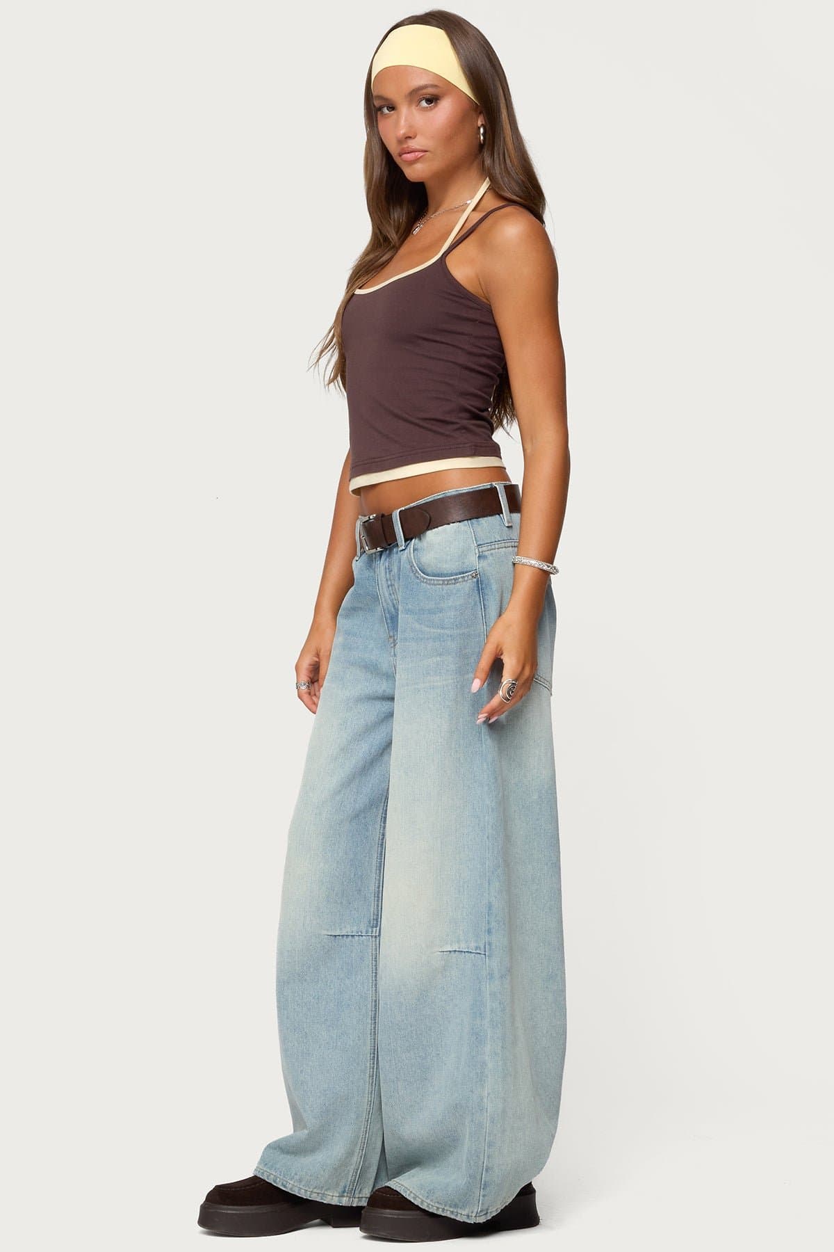 Roya Layered Halter Tank Top with Adjustable Straps, Cotton Spandex