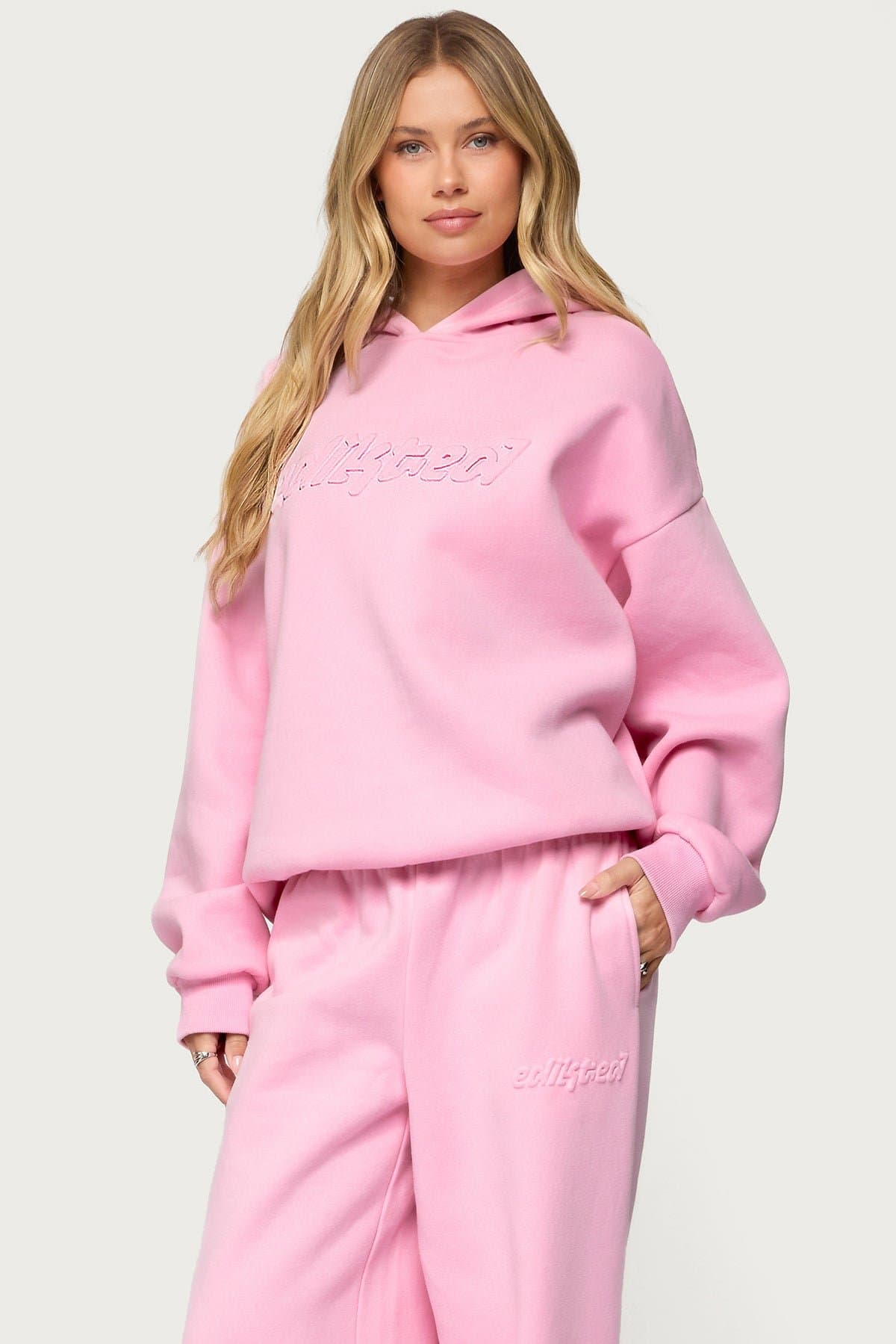 Totally Edikted Hoodie Unisex Embossed Graphic Polyester Cotton Blend