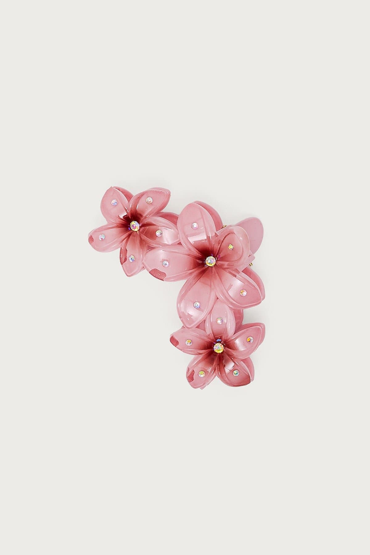 Flower Girl Hair Clip with Rhinestone Detailing, 4.3 Inch Plastic Clip
