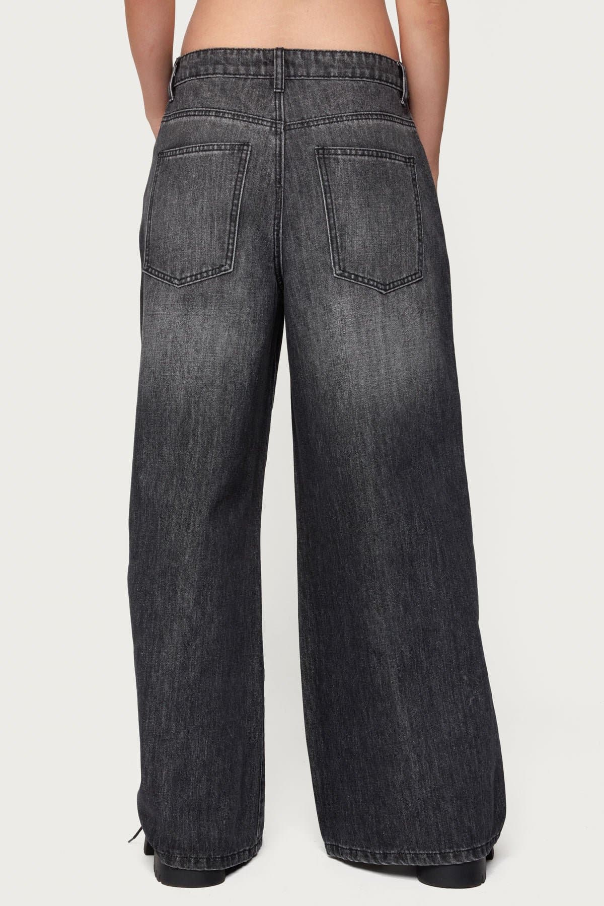 Skater Girl Washed Low Rise Baggy Jeans 100% Cotton Oversized Fit